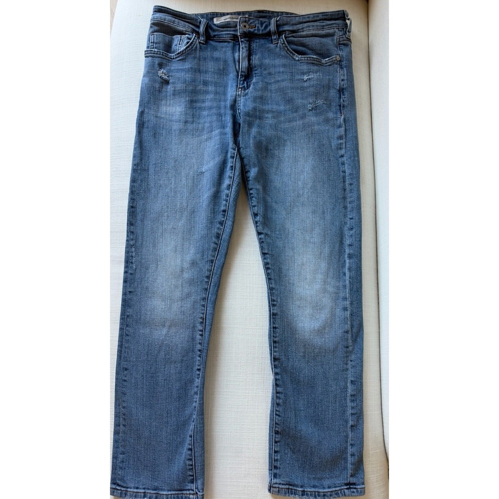 Pilcro Letterpress Anthropologie Blue Jeans Size 30 Straight Ankle MR Distress